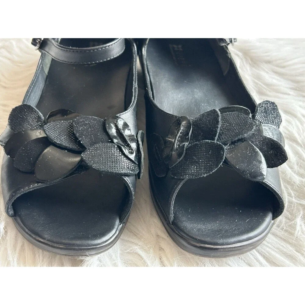 Ziera Petal Ditzy Mary Jane Flats Women’s 40 Black Leather Comfort Shoes